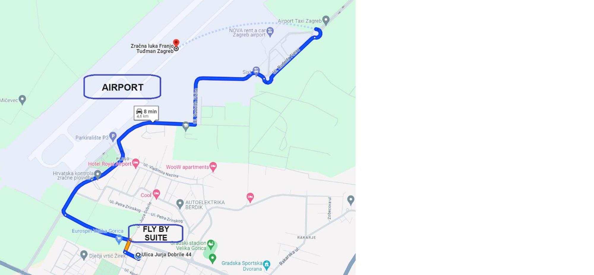 Fly By Suite - Zagreb Airport - 0-24H Self Check In&Out - Parking On Site Velika Gorica Eksteriør billede